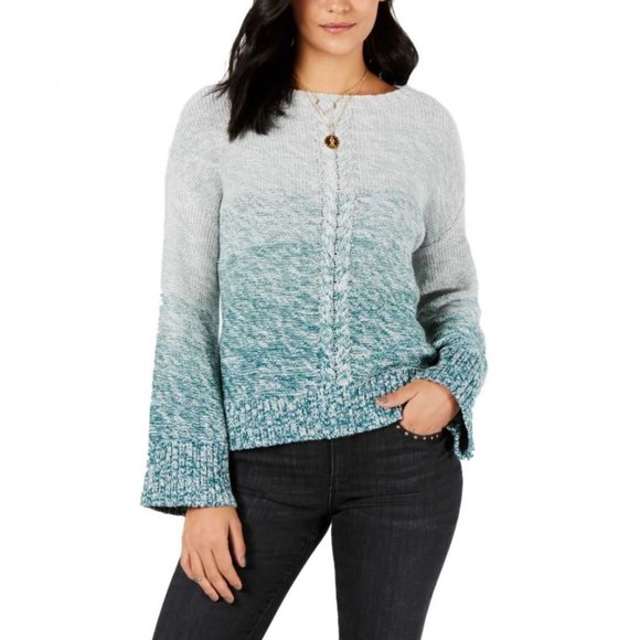 Style & Co. Sweaters - Style & Co Sweater Marl Braid Pullover Green M